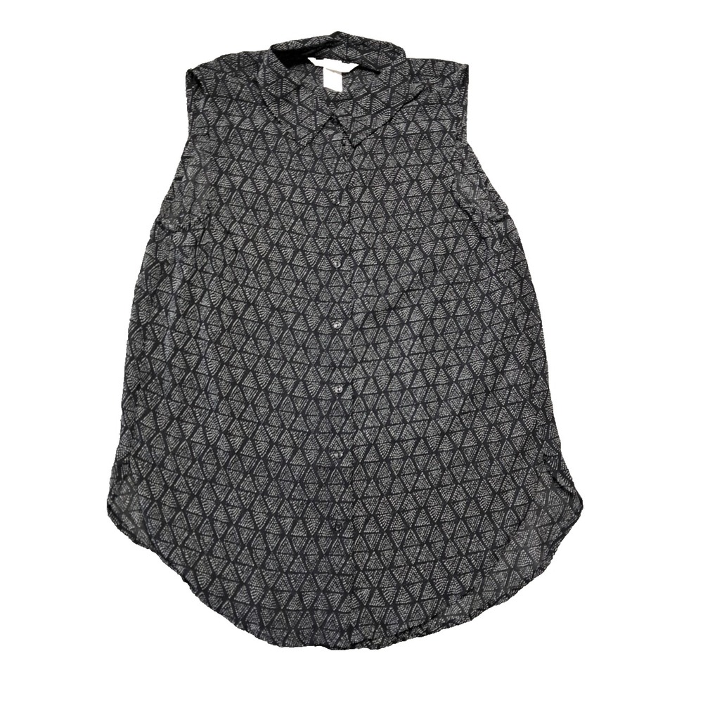 H&M Sz 0 Blouse Sleeveless Shirt Top Button Up Sheer Dress Office Work